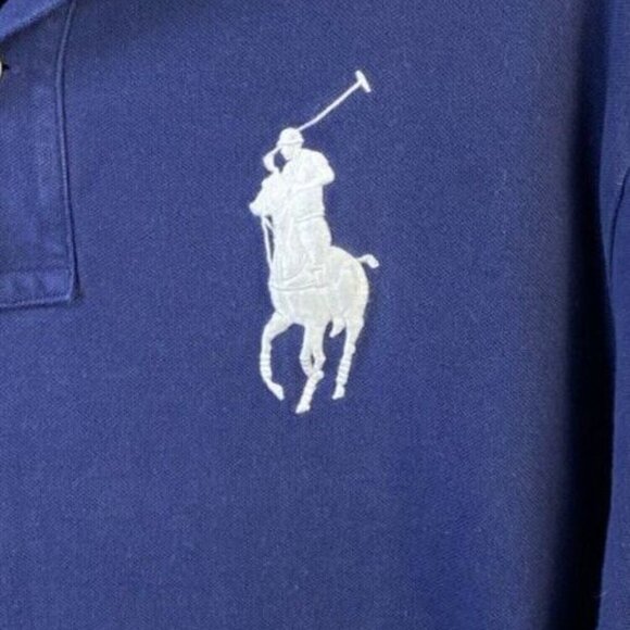 Ralph Lauren Polo Shirt Mens XLT Tall Blue Big White Pony Logo #3 Rugby Classy - Picture 3 of 11